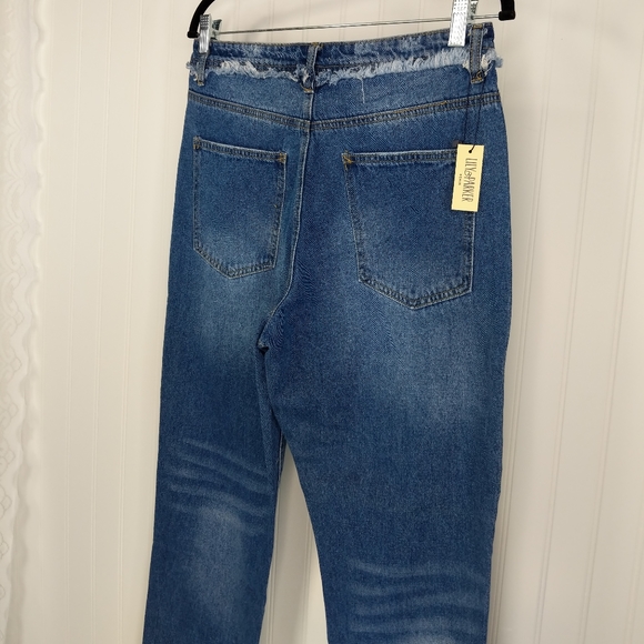 LILY & PARKER Distressed Raw Edge Denim Ankle Jean Sz 29 - Picture 10 of 13